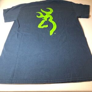 Browning Men's Blue T-Shirt, Small, Bright Green logo, pre-owned, pet/smoke free